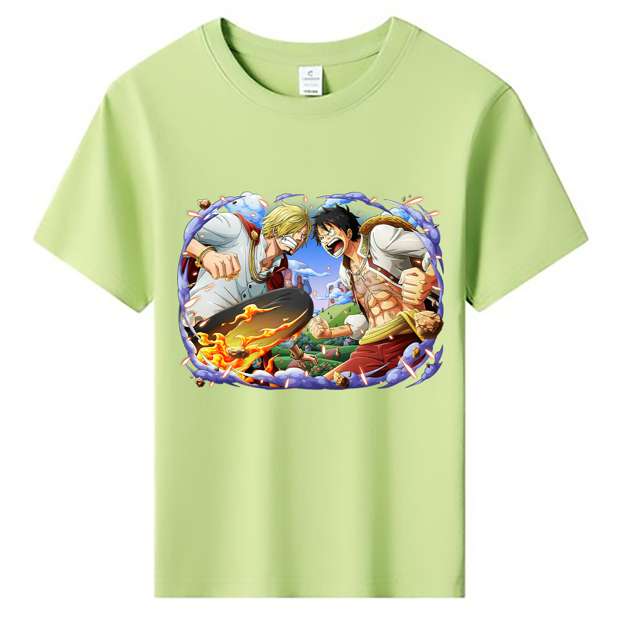 ワンピース モンキー・D・ルフィ ONE PIECE Monkey D. Luffy 綿100％キッズTシャツ（フロントプリント）